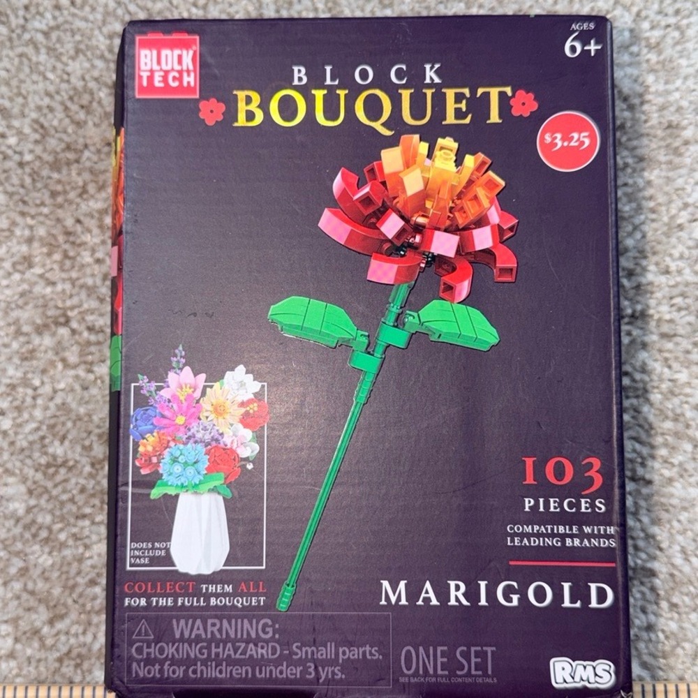 Block Tech Block Bouquet Marigold 103 Piece Building Set Flower Kit New Box